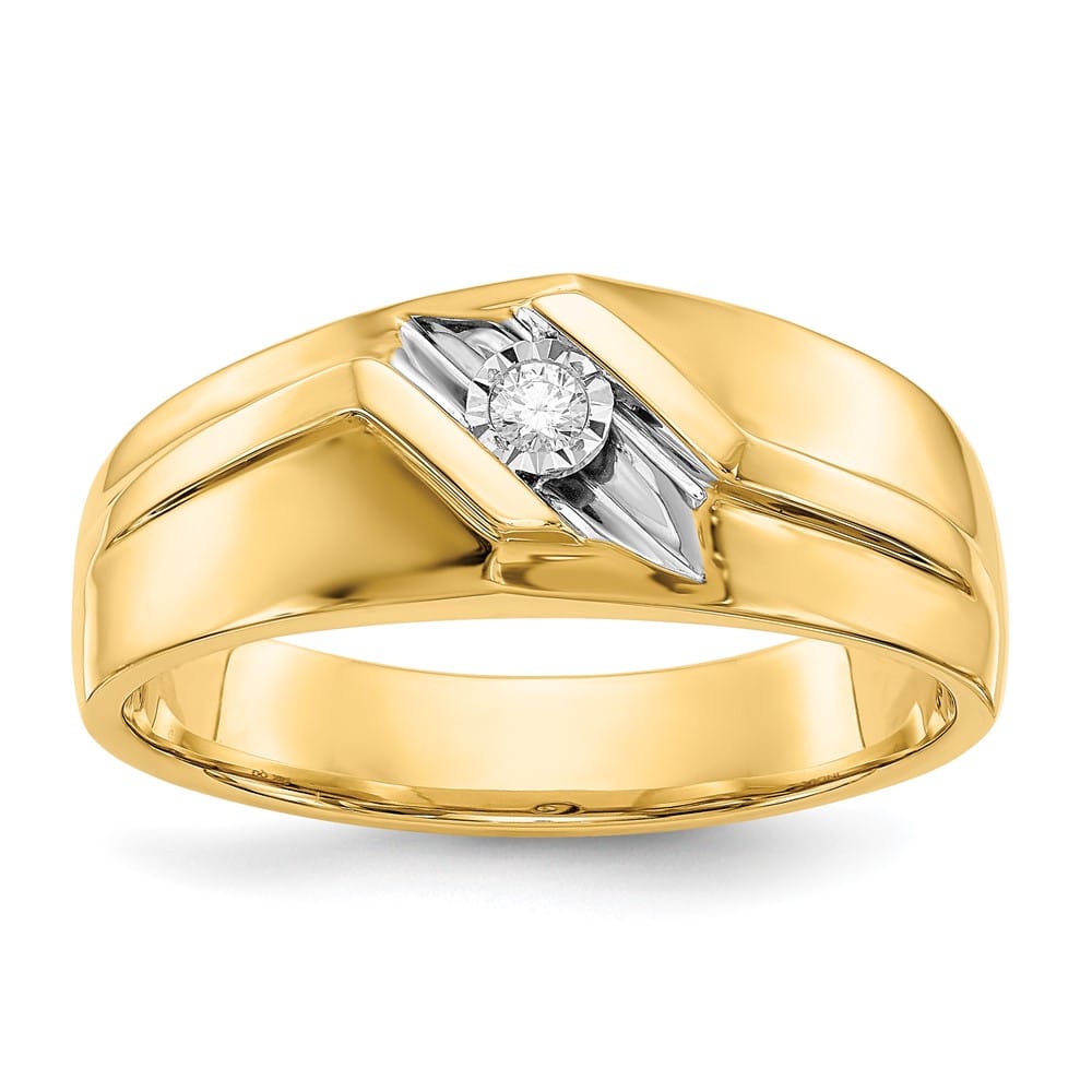 14k Yellow Gold 3 mm 7.49 g IB Goodman 1/20 Carat Diamond Men's Ring