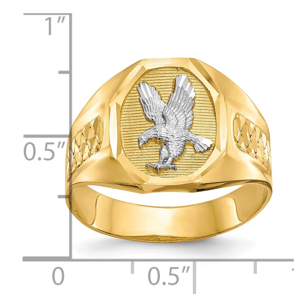14k Yellow Gold 3 mm Eagle Men's Ring
