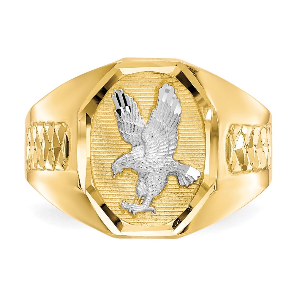 14k Yellow Gold 3 mm Eagle Men's Ring