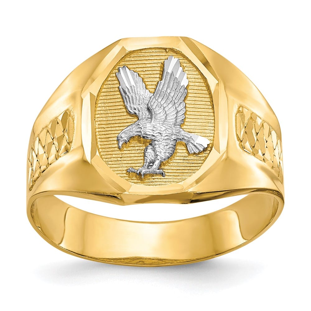 14k Yellow Gold 3 mm Eagle Men's Ring