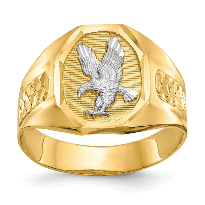 14k Yellow Gold 3 mm Eagle Men's Ring