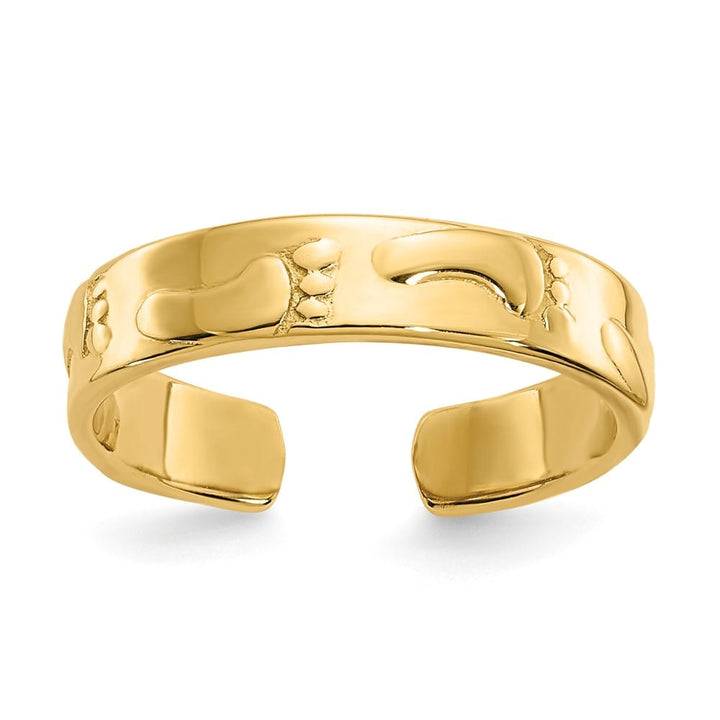 14k Yellow Gold 3 mm Footprints Toe Ring