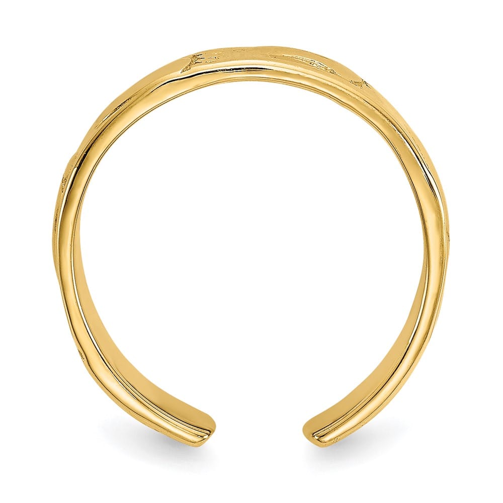 14k Yellow Gold 3 mm Footprints Toe Ring