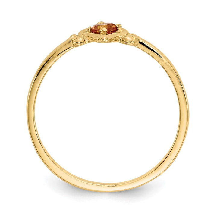 14k Yellow Gold 3 mm Round Citrine Birthstone Heart Ring