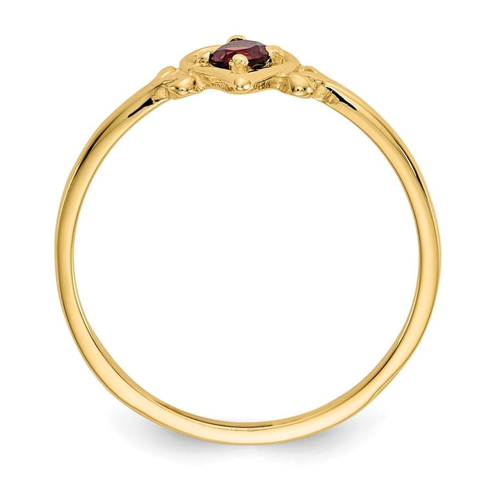 14k Yellow Gold 3 mm Round Garnet Birthstone Heart Ring
