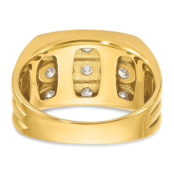 14k Yellow Gold 3-Row I1 Quality Diamond Men's Ring
