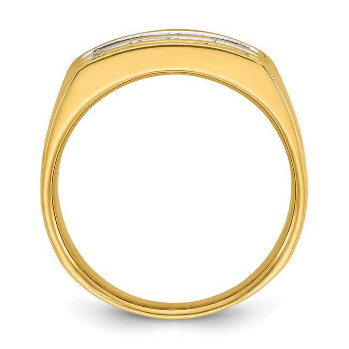 14k Yellow Gold 3-Row I1 Quality Diamond Men's Ring