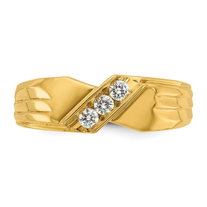14k Yellow Gold 3-Stone I1 Quality Diamond Men's Ring