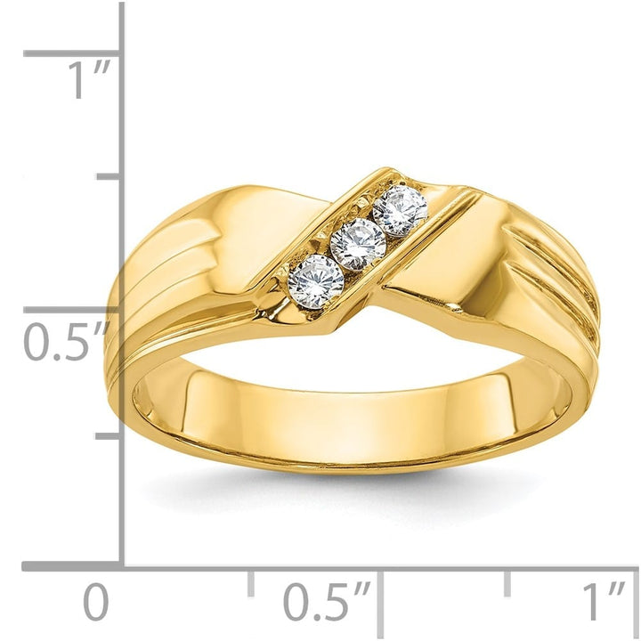 14k Yellow Gold 3-Stone I1 Quality Diamond Men's Ring