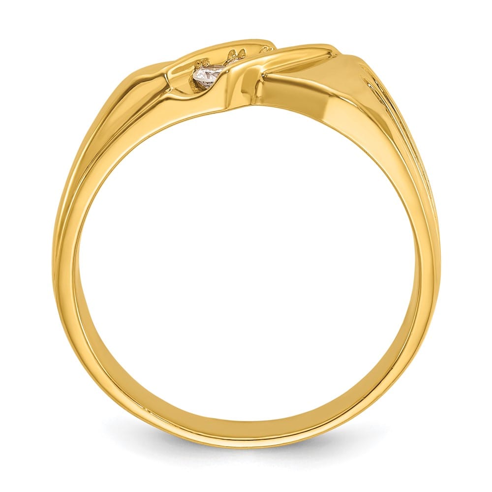 14k Yellow Gold 3-Stone I1 Quality Diamond Men's Ring