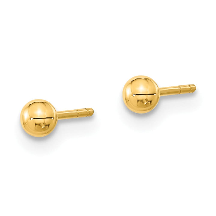 14K Yellow Gold 3mm Ball/Cross/CZ Bezel 3-Pair Post Earring Set