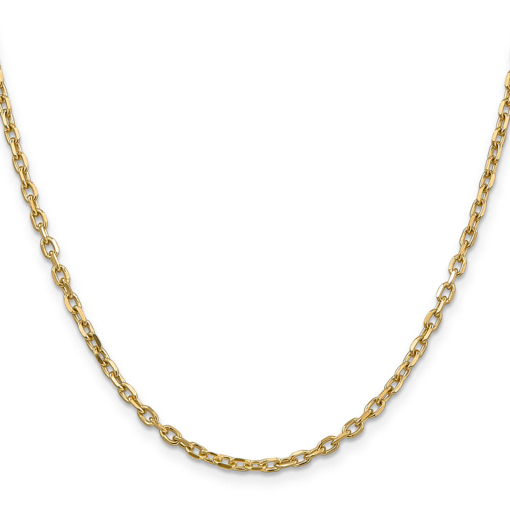 14K Yellow Gold 3mm D.C. Round Open Link Cable Chain 26 Inch