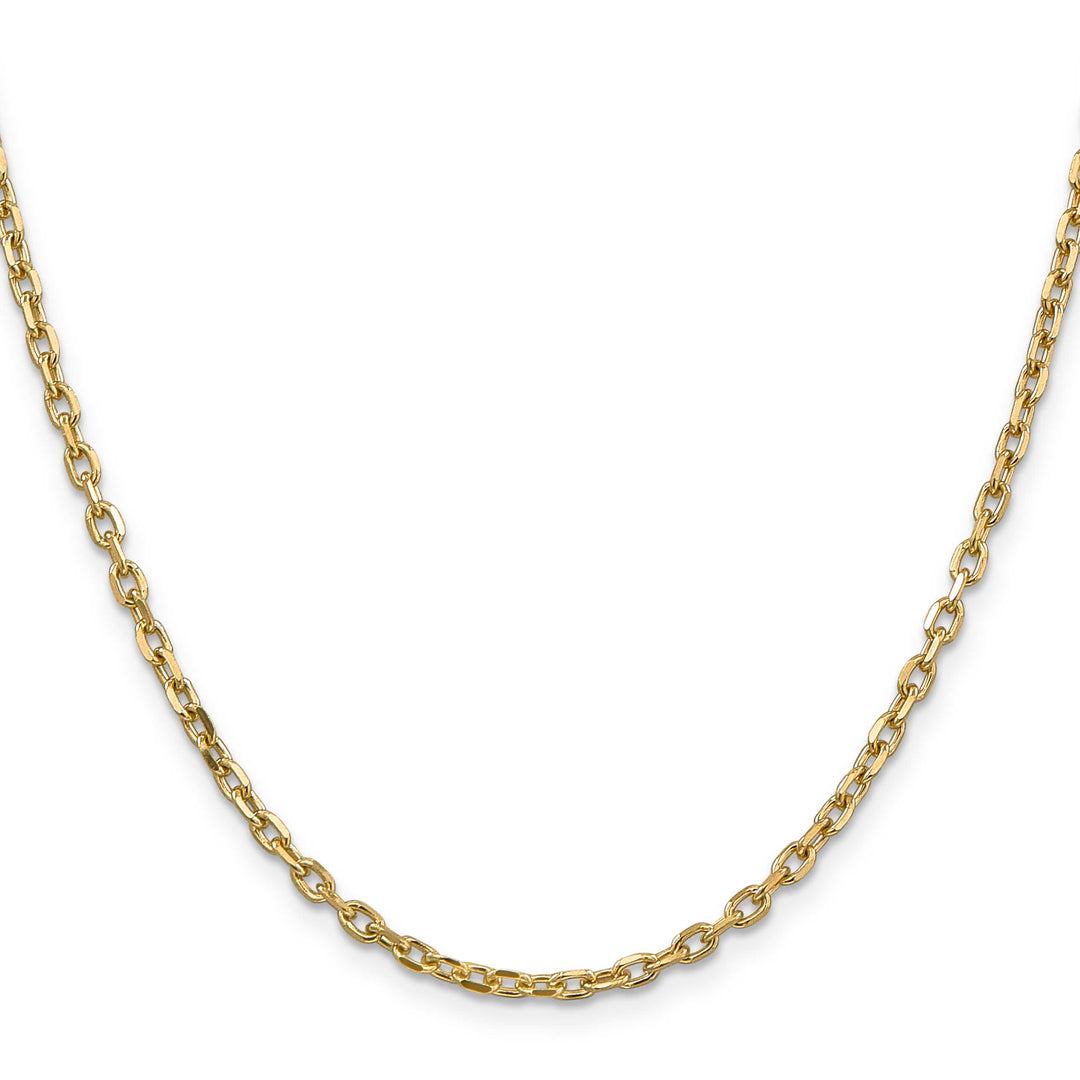 14K Yellow Gold 3mm D.C. Round Open Link Cable Chain 26 Inch
