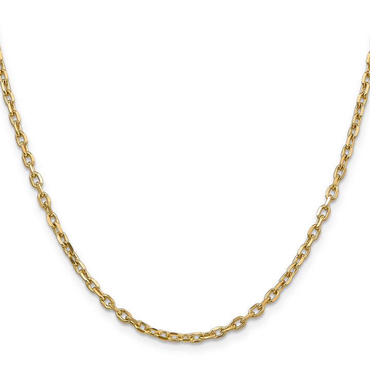14K Yellow Gold 3mm D.C. Round Open Link Cable Chain 26 Inch