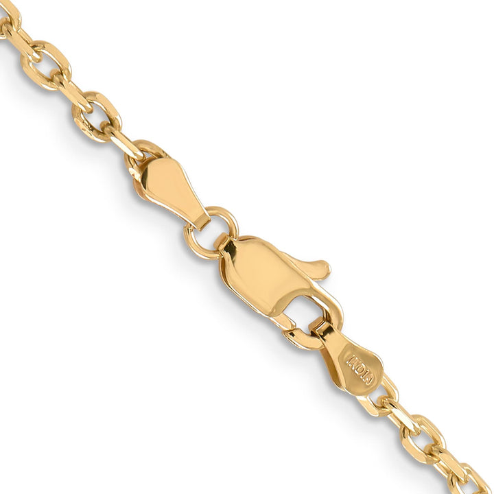 14K Yellow Gold 3mm D.C. Round Open Link Cable Chain 26 Inch