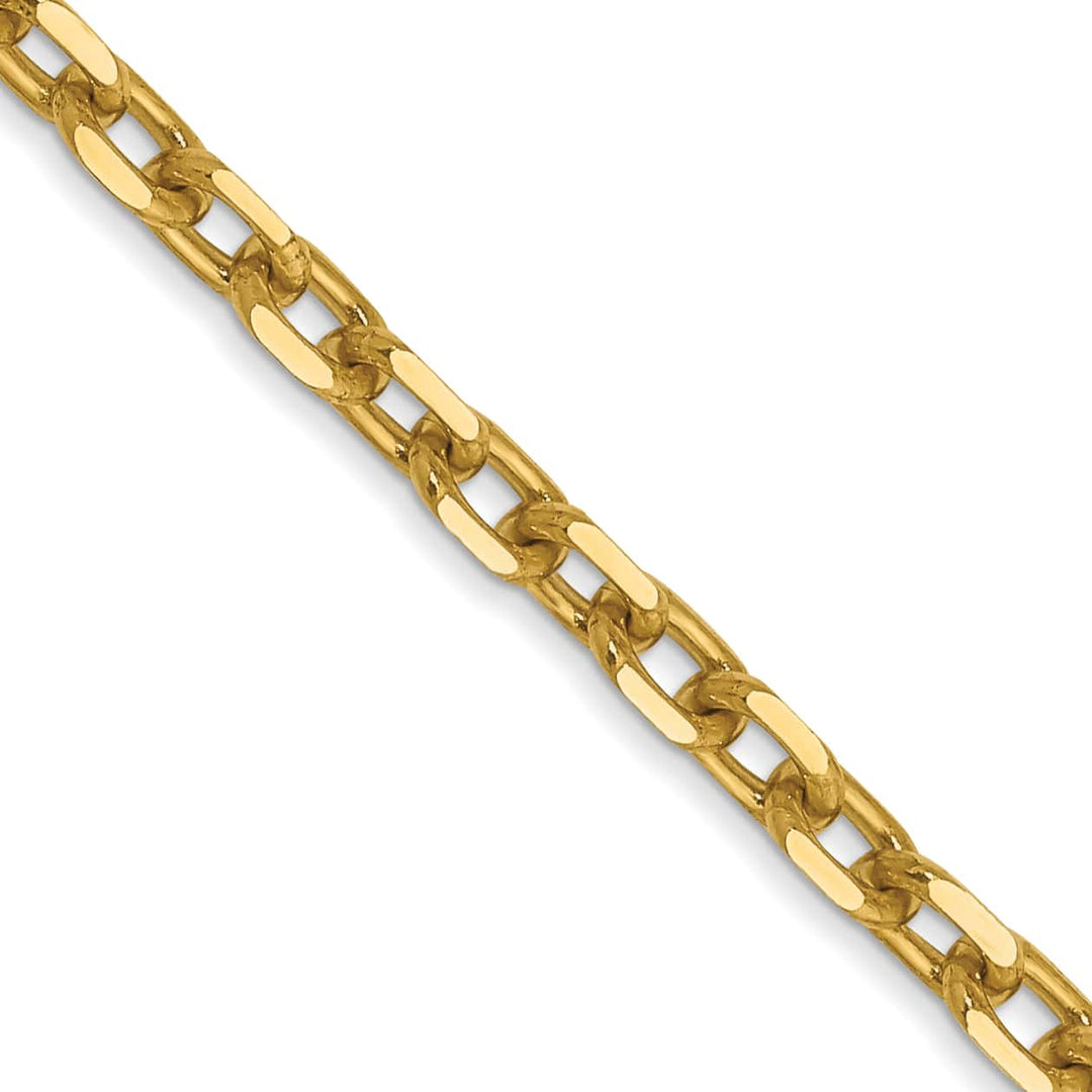 14K Yellow Gold 3mm D.C. Round Open Link Cable Chain 26 Inch