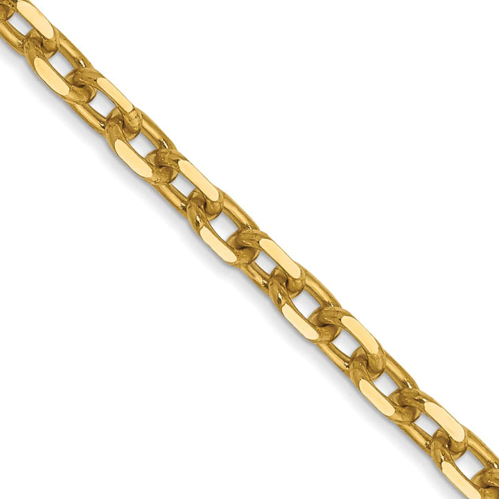14K Yellow Gold 3mm D.C. Round Open Link Cable Chain 26 Inch