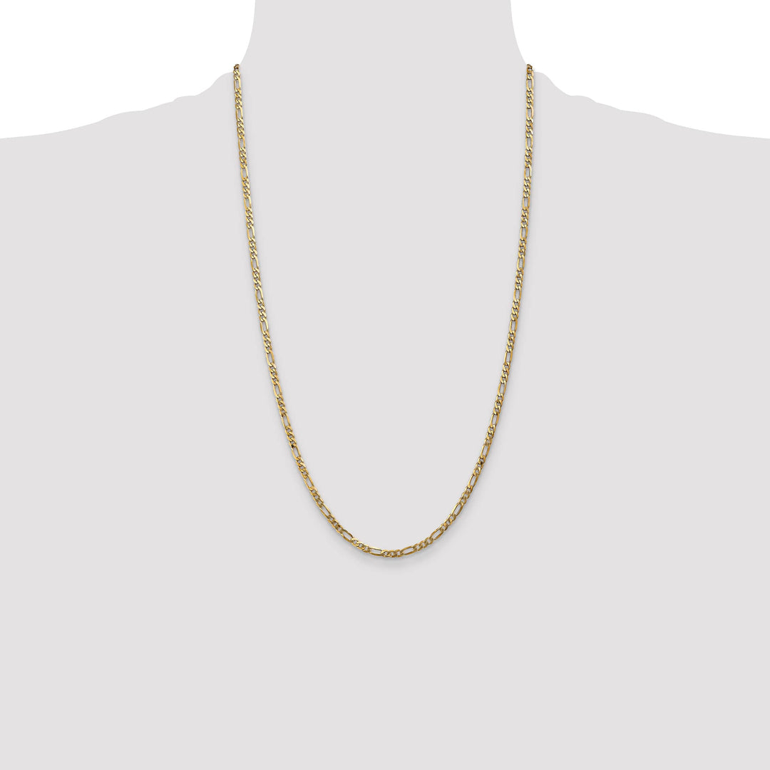 14K Yellow Gold 3mm Flat Figaro Chain