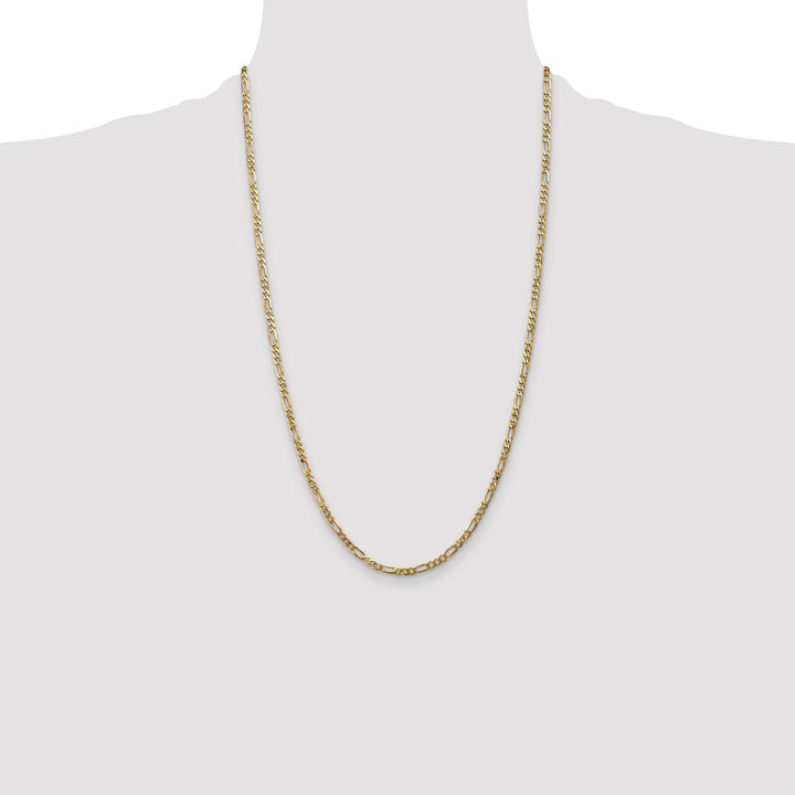 14K Yellow Gold 3mm Flat Figaro Chain