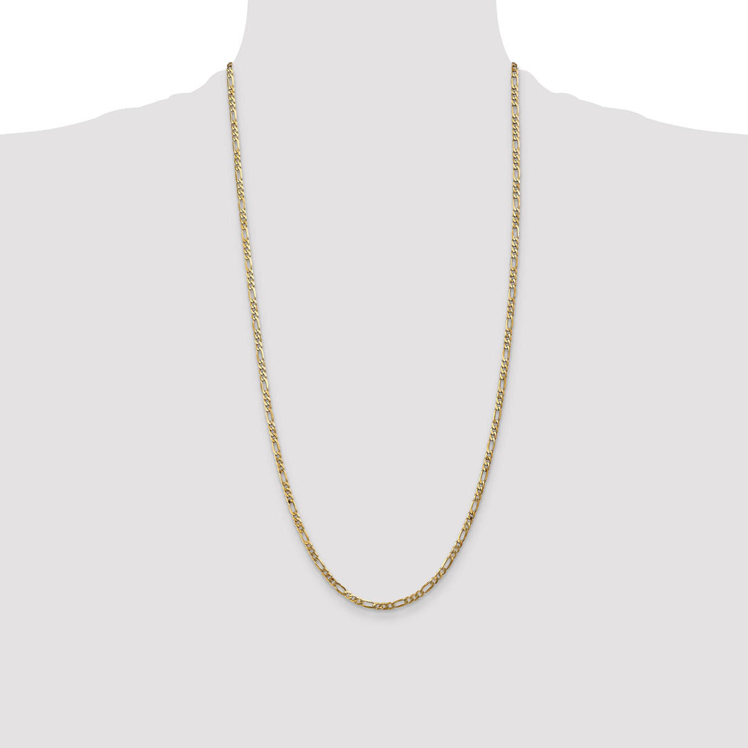 14K Yellow Gold 3mm Flat Figaro Chain