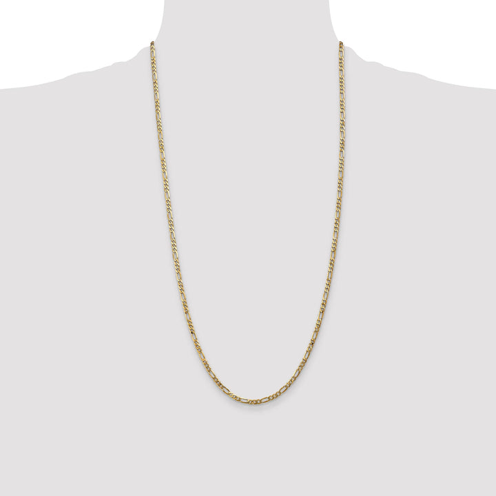 14K Yellow Gold 3mm Flat Figaro Chain