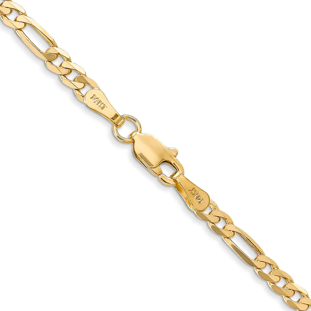 14K Yellow Gold 3mm Flat Figaro Chain