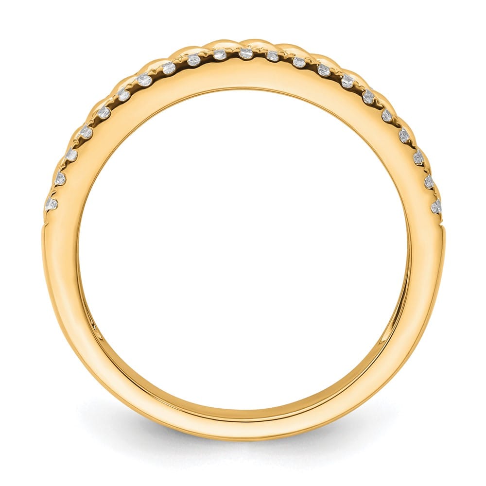 14k Yellow Gold 3mm Polished 1/3 Carat Diamond 3-Row Fashion Ring Ladies Stock Size 7 Ring Are Refundable