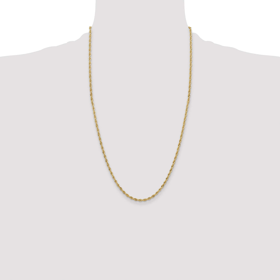 14K Yellow Gold 3mm Semi Solid Rope Chain