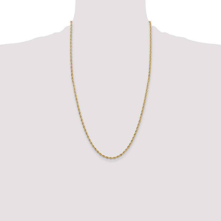 14K Yellow Gold 3mm Semi Solid Rope Chain