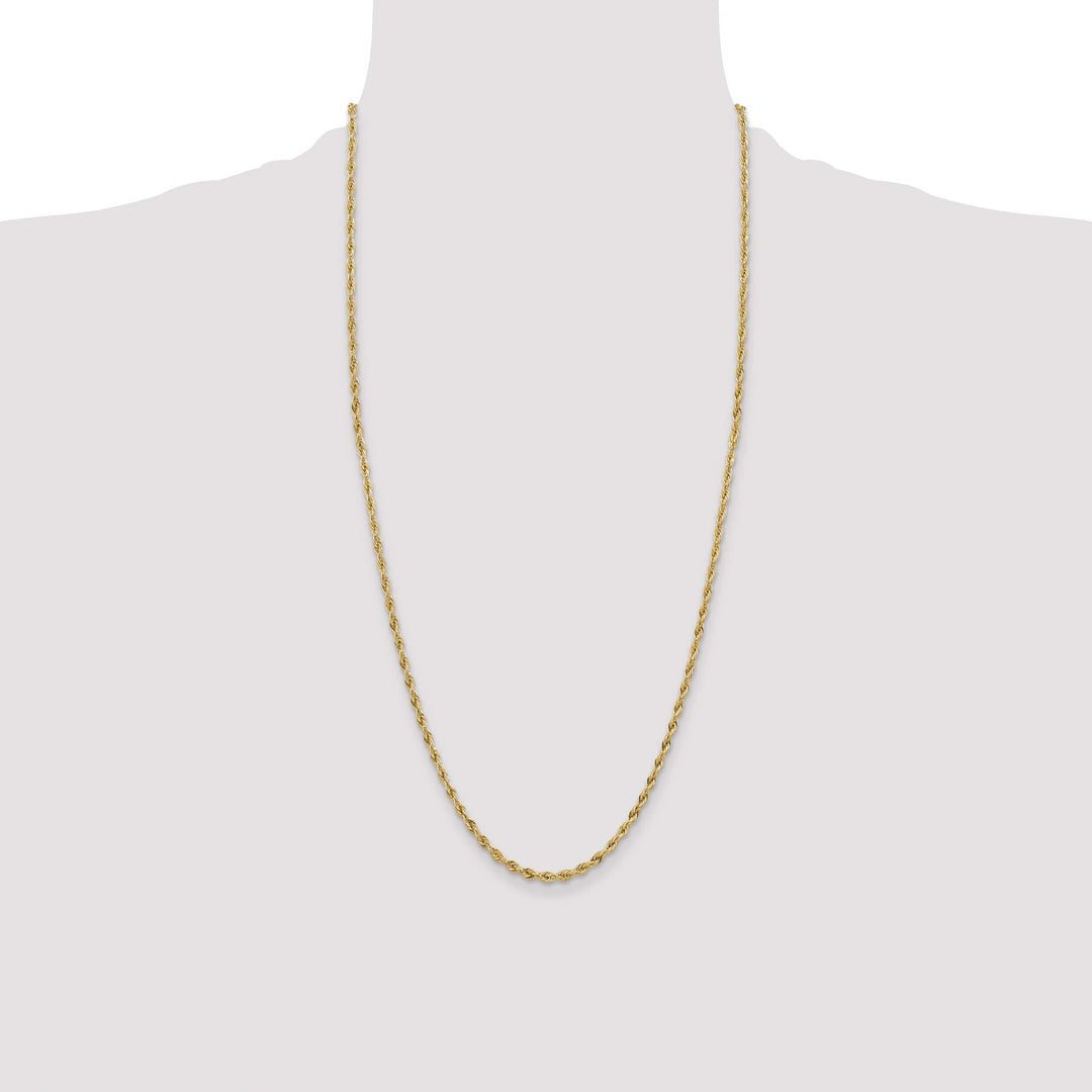 14K Yellow Gold 3mm Semi Solid Rope Chain