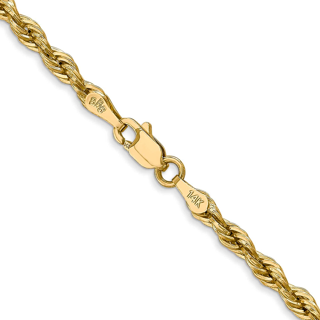 14K Yellow Gold 3mm Semi Solid Rope Chain