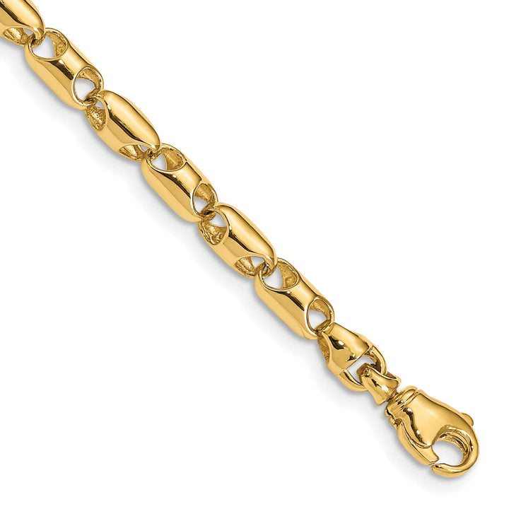 14K Yellow Gold 4.1mm Fancy Barrel Link Bracelet 8.5 Inch