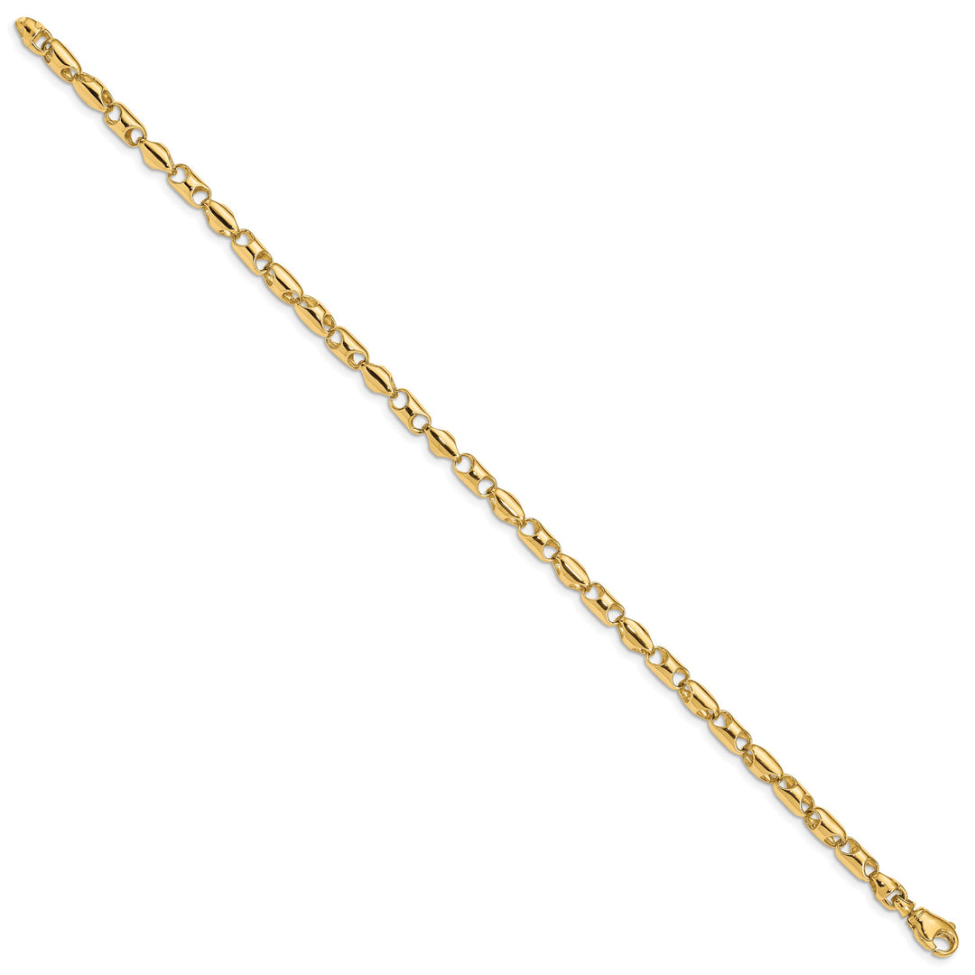 14K Yellow Gold 4.1mm Fancy Barrel Link Bracelet 8.5 Inch