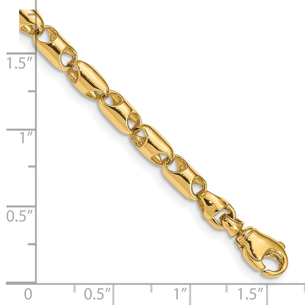 14K Yellow Gold 4.1mm Fancy Barrel Link Bracelet 8.5 Inch