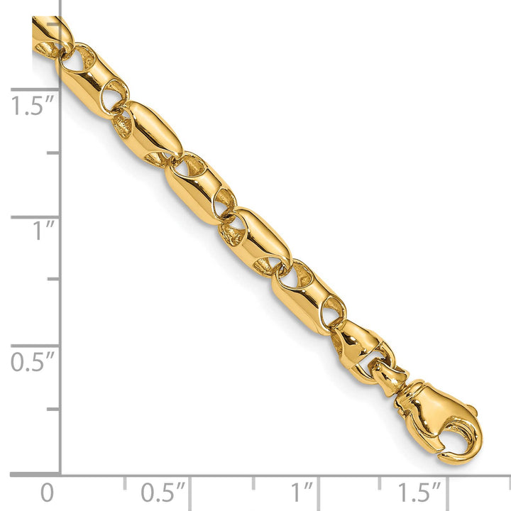 14K Yellow Gold 4.1mm Fancy Barrel Link Bracelet 8.5 Inch