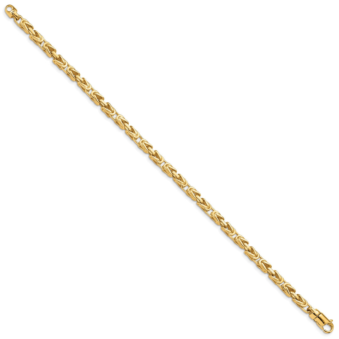 14K Yellow Gold 4.1mm Hand Byzantine Link Bracelet
