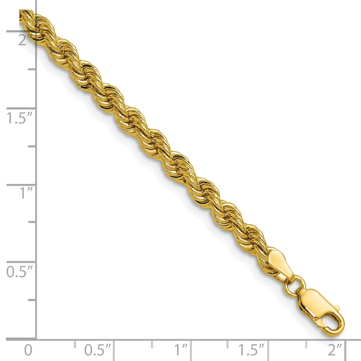 14K Yellow Gold 4.2mm Solid Rope Bracelet