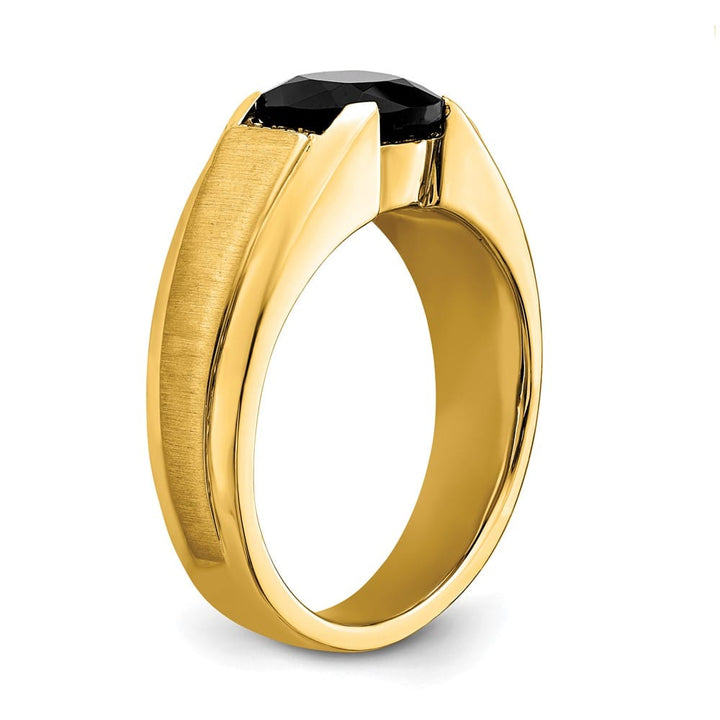 14k Yellow Gold 4.3 mm IB Goodman 8 mm Cushion Onyx Diamond Men's Ring Stock Size 10 Ring Are Refundable