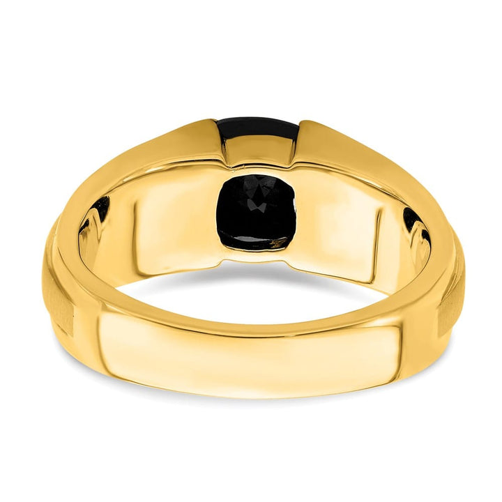 14k Yellow Gold 4.3 mm IB Goodman 8 mm Cushion Onyx Diamond Men's Ring Stock Size 10 Ring Are Refundable
