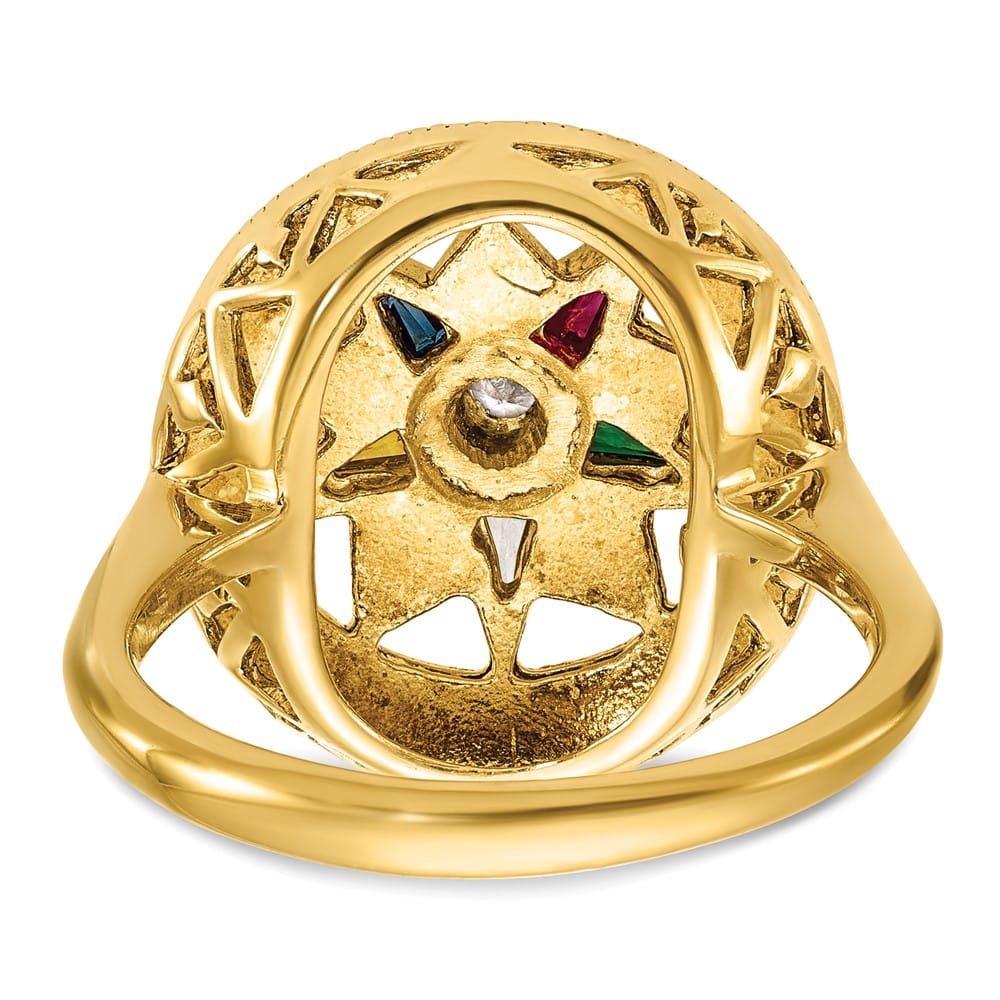 14k Yellow Gold 4.56 g with Multi-Color CZ and Eastern Star Ring