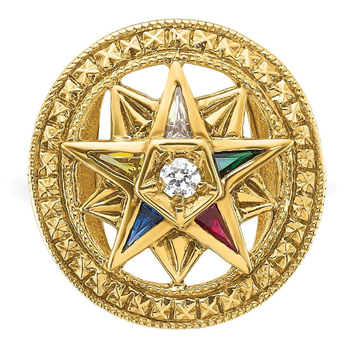 14k Yellow Gold 4.56 g with Multi-Color CZ and Eastern Star Ring