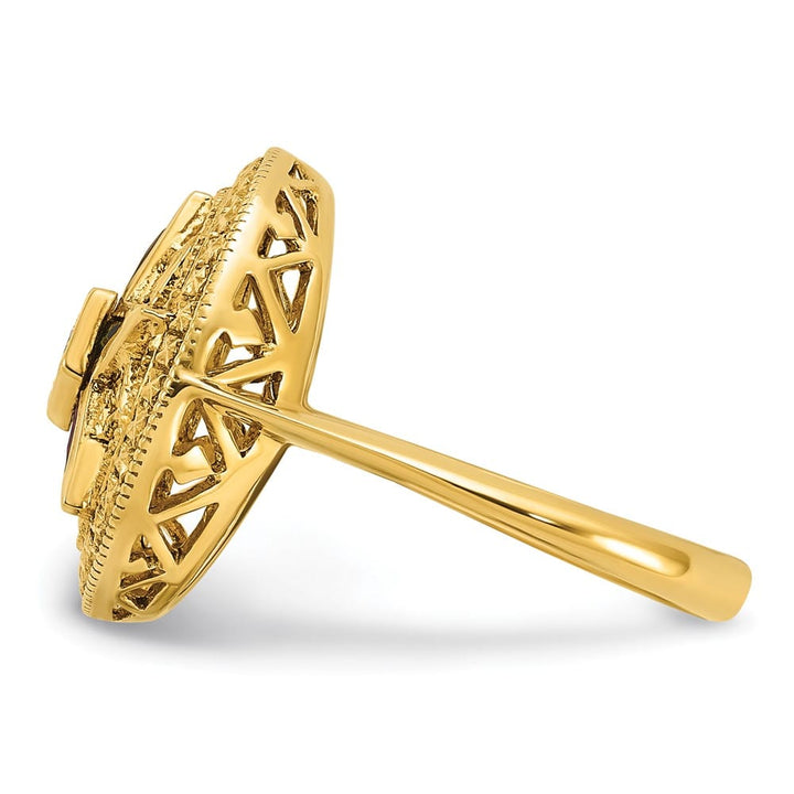 14k Yellow Gold 4.56 g with Multi-Color CZ and Eastern Star Ring