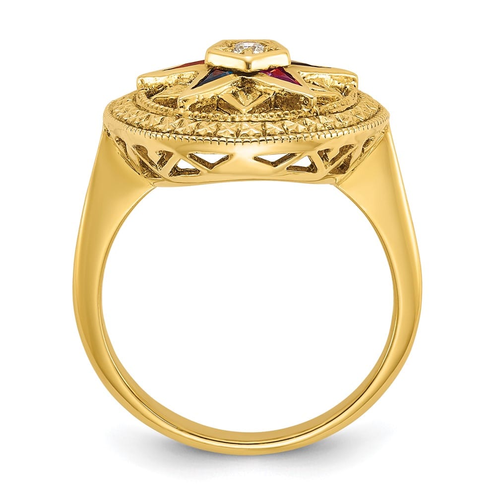 14k Yellow Gold 4.56 g with Multi-Color CZ and Eastern Star Ring