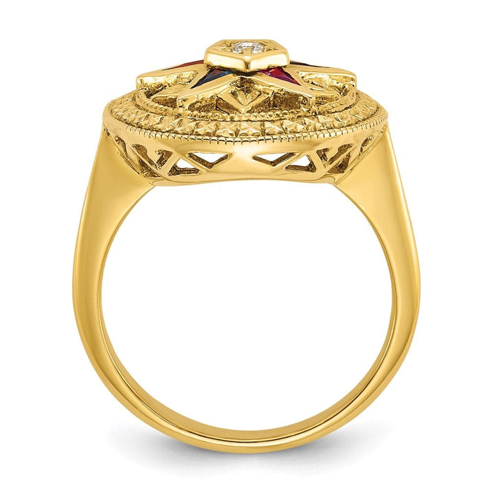 14k Yellow Gold 4.56 g with Multi-Color CZ and Eastern Star Ring