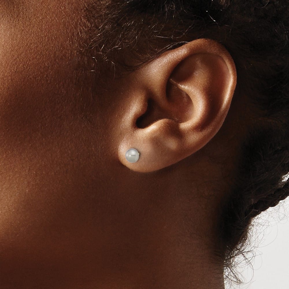 14K Yellow Gold 4-5mm Grey Button Freshwater Pearl Stud Post Earrings