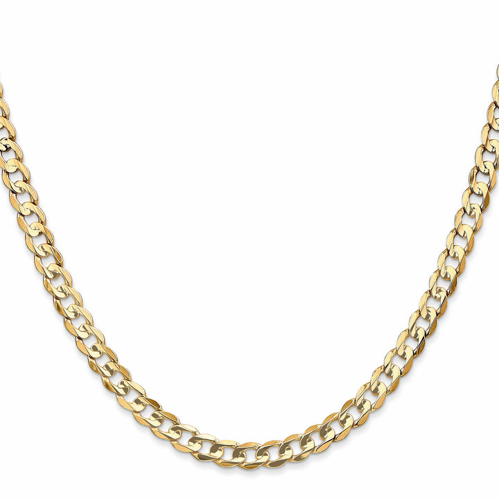 14K Yellow Gold 4.5mm Open Concave Curb Chain 26 Inch