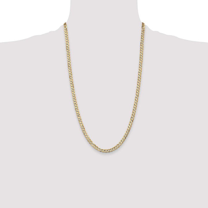 14K Yellow Gold 4.5mm Open Concave Curb Chain 26 Inch