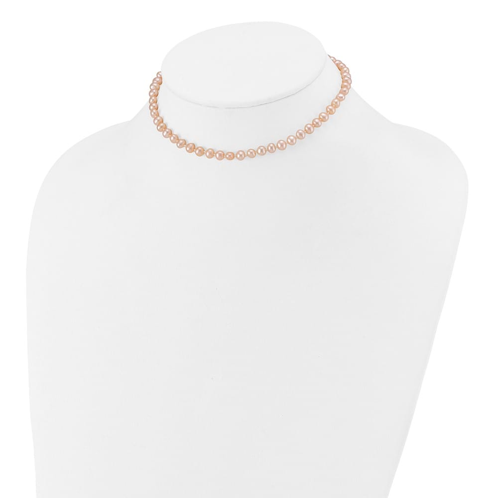 14K Yellow Gold 4-5mm Pink Near Round Cultured Pearl 16 inch Necklace