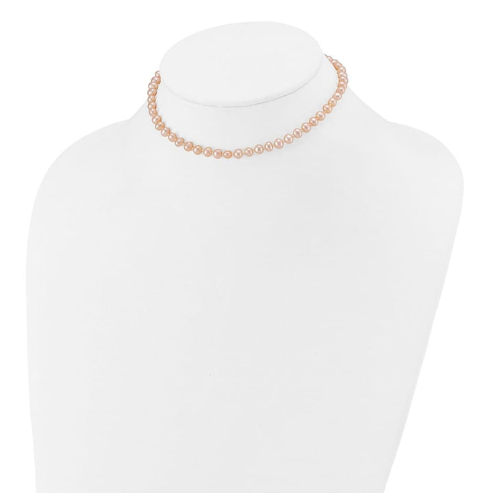 14K Yellow Gold 4-5mm Pink Near Round Cultured Pearl 16 inch Necklace