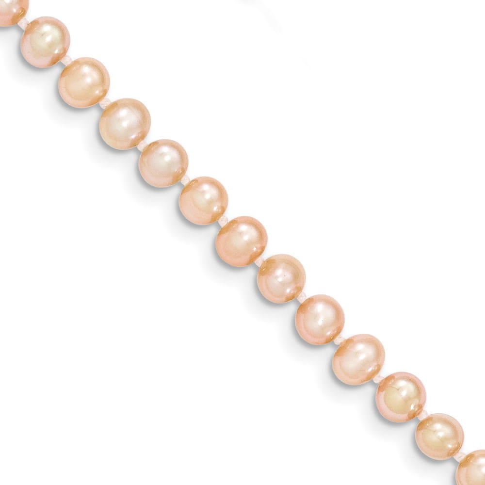 14K Yellow Gold 4-5mm Pink Near Round Cultured Pearl 16 inch Necklace